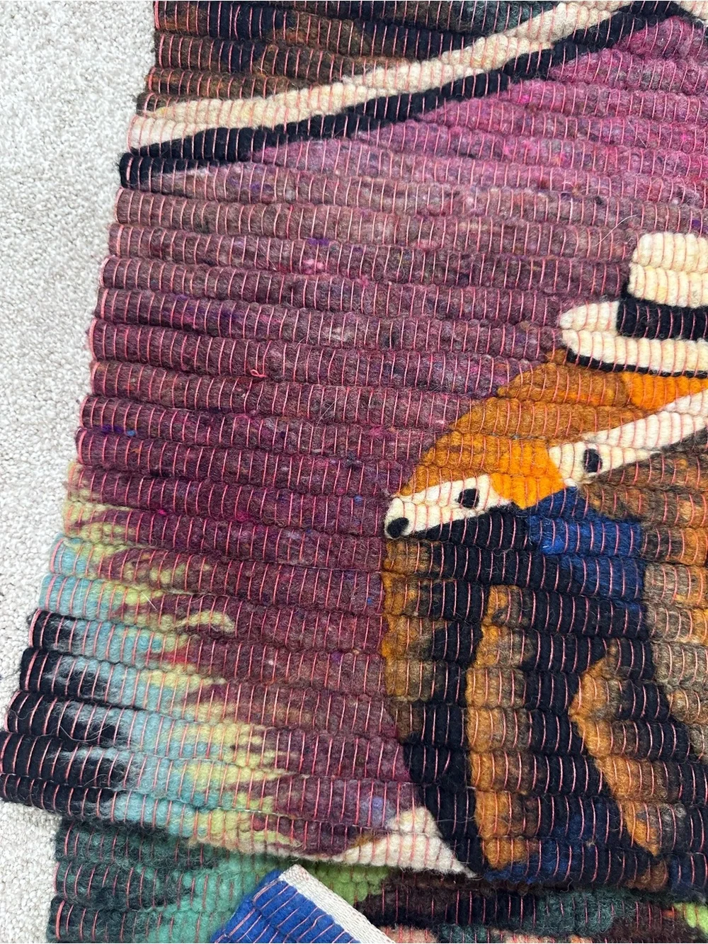 Vintage Handwoven Andean Village Tapestry Wall Art made in PERU- 53”x40”.